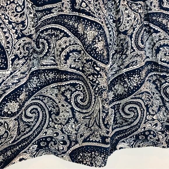 J.Crew Smocked Top Antique Paisley Cropped Tank Trip Coastline Blue White Small - Picture 5 of 11